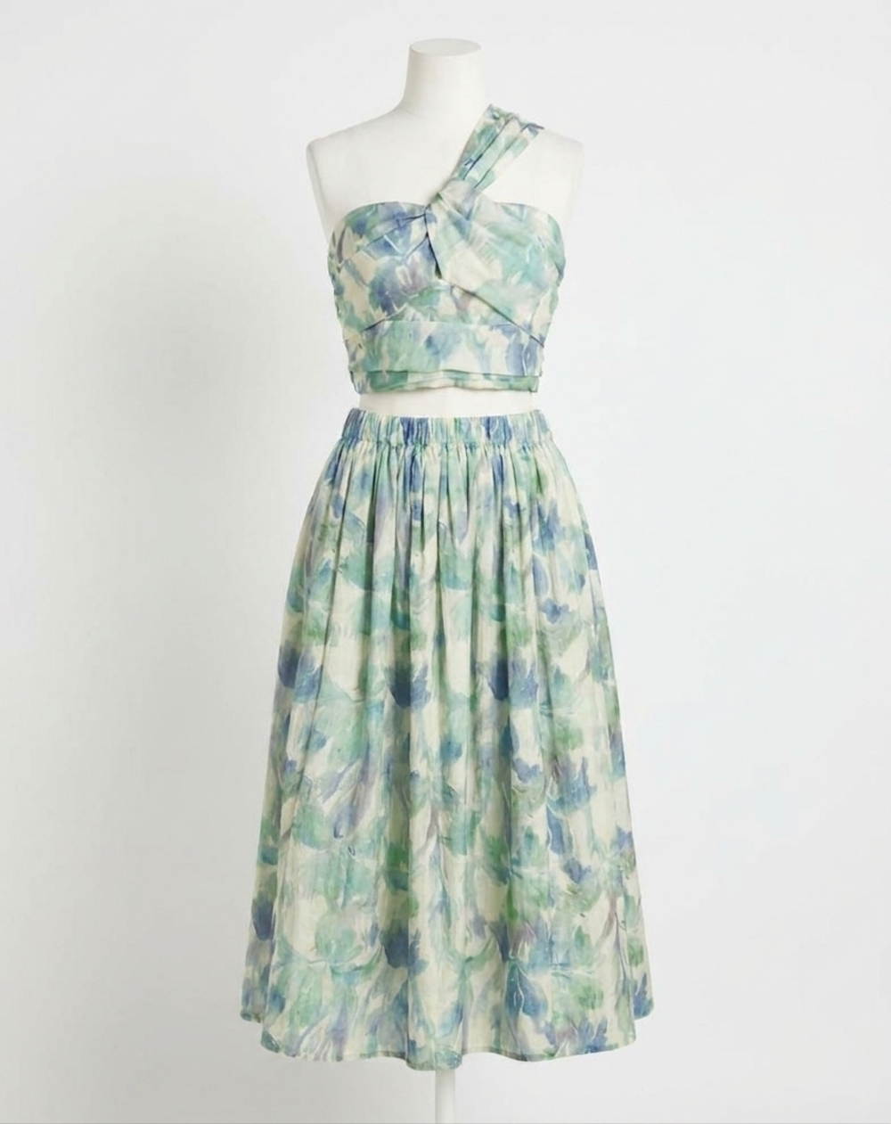 NEW LUCY PARIS sophia one shoulder top in turquoise floral